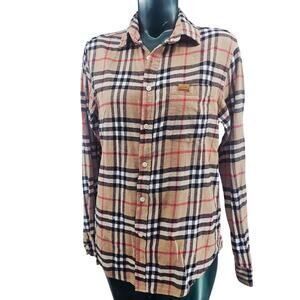 Simply Southern Long Sleeve Button Down Plaid Shirt in Haymarket Women's S 3947